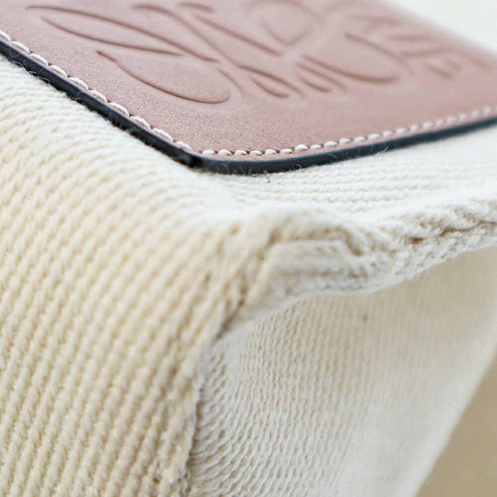 Loewe Cushion Tote Bag Shoulder Leather Brown Ivory White Tan Logo - Picture 6 of 9